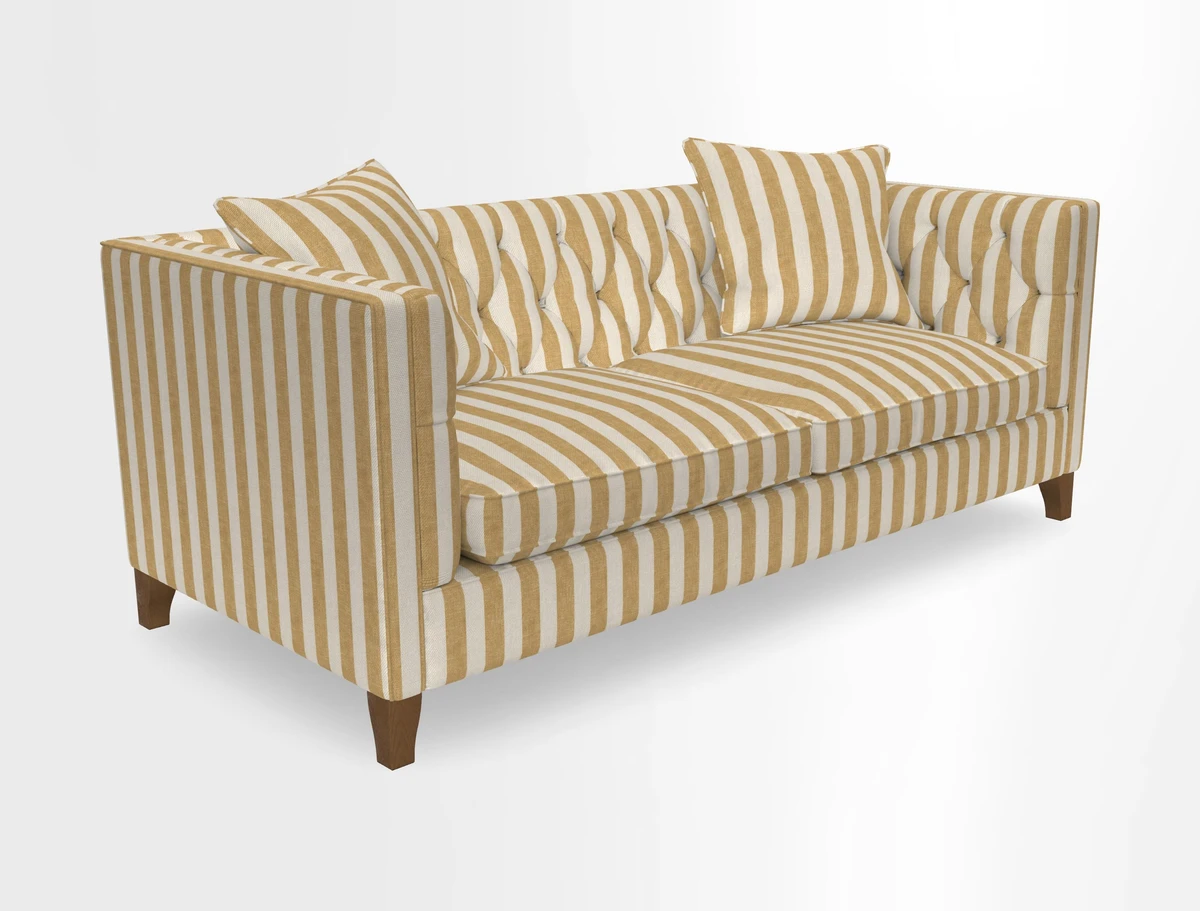 Haresfield 3 seater sofa in Whernside Spring Grass and Stockport Stripe Hunter 
