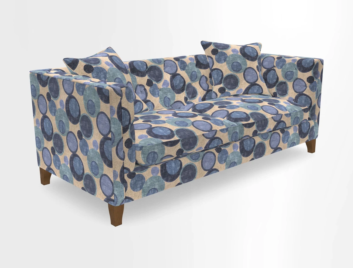 Haresfield 3 seater sofa in Whernside Spring Grass and Stockport Stripe Hunter 