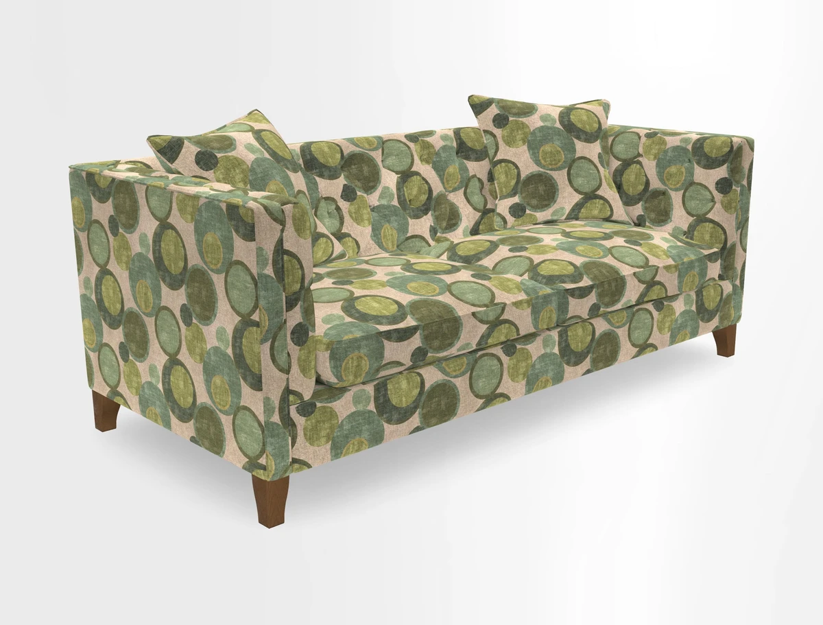 Haresfield 3 seater sofa in Whernside Spring Grass and Stockport Stripe Hunter 