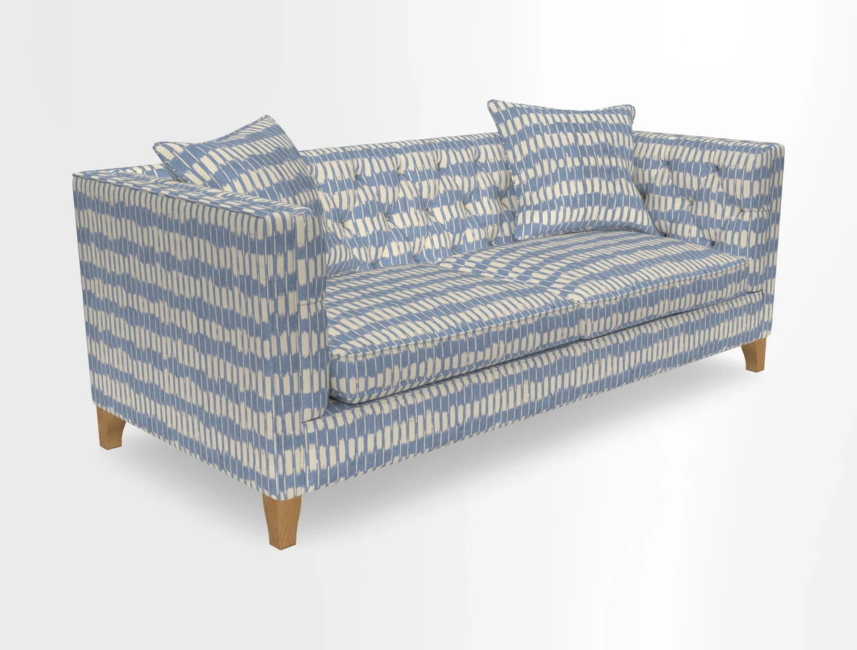 Haresfield 3 seater sofa in Whernside Spring Grass and Stockport Stripe Hunter 