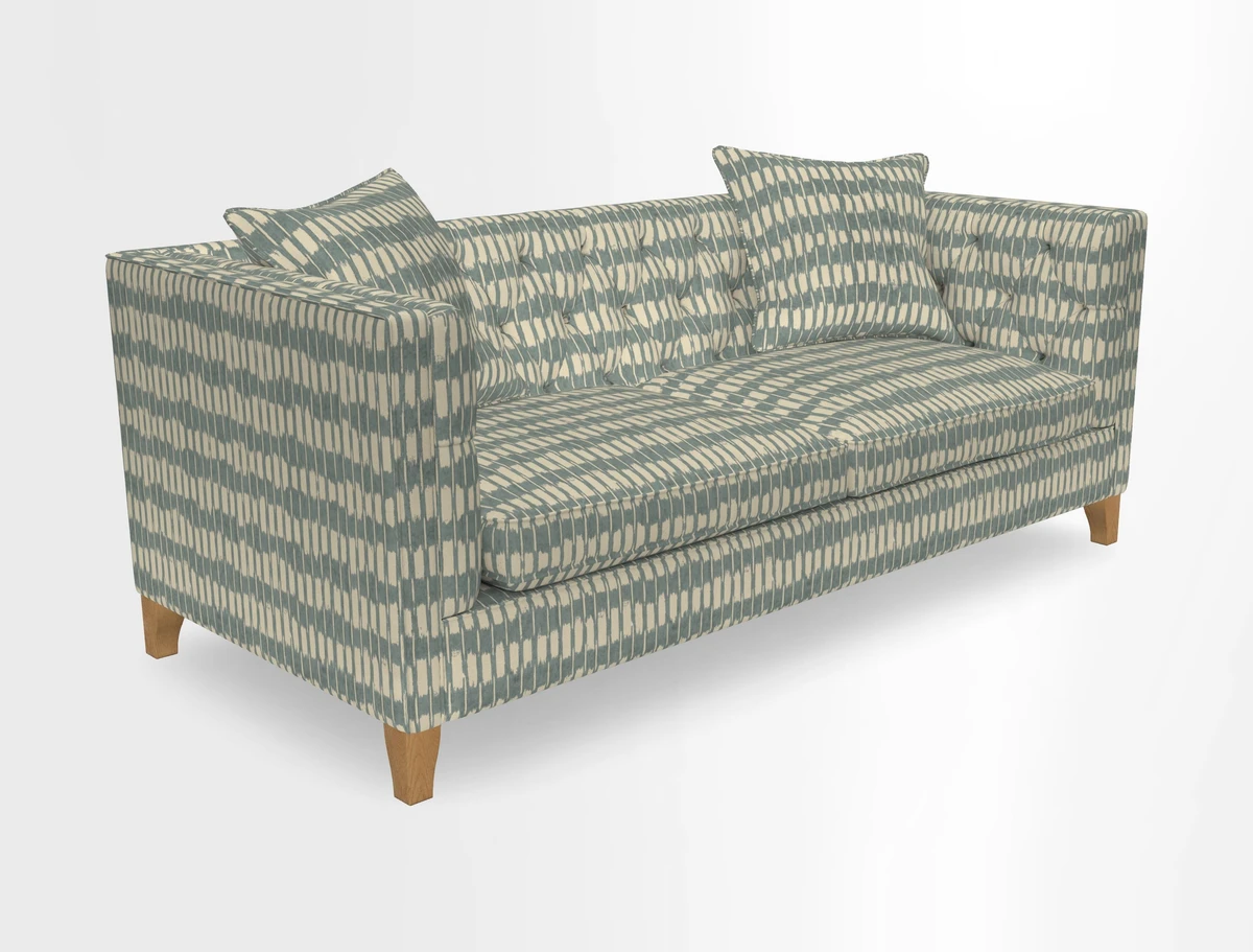 Haresfield 3 seater sofa in Whernside Spring Grass and Stockport Stripe Hunter 