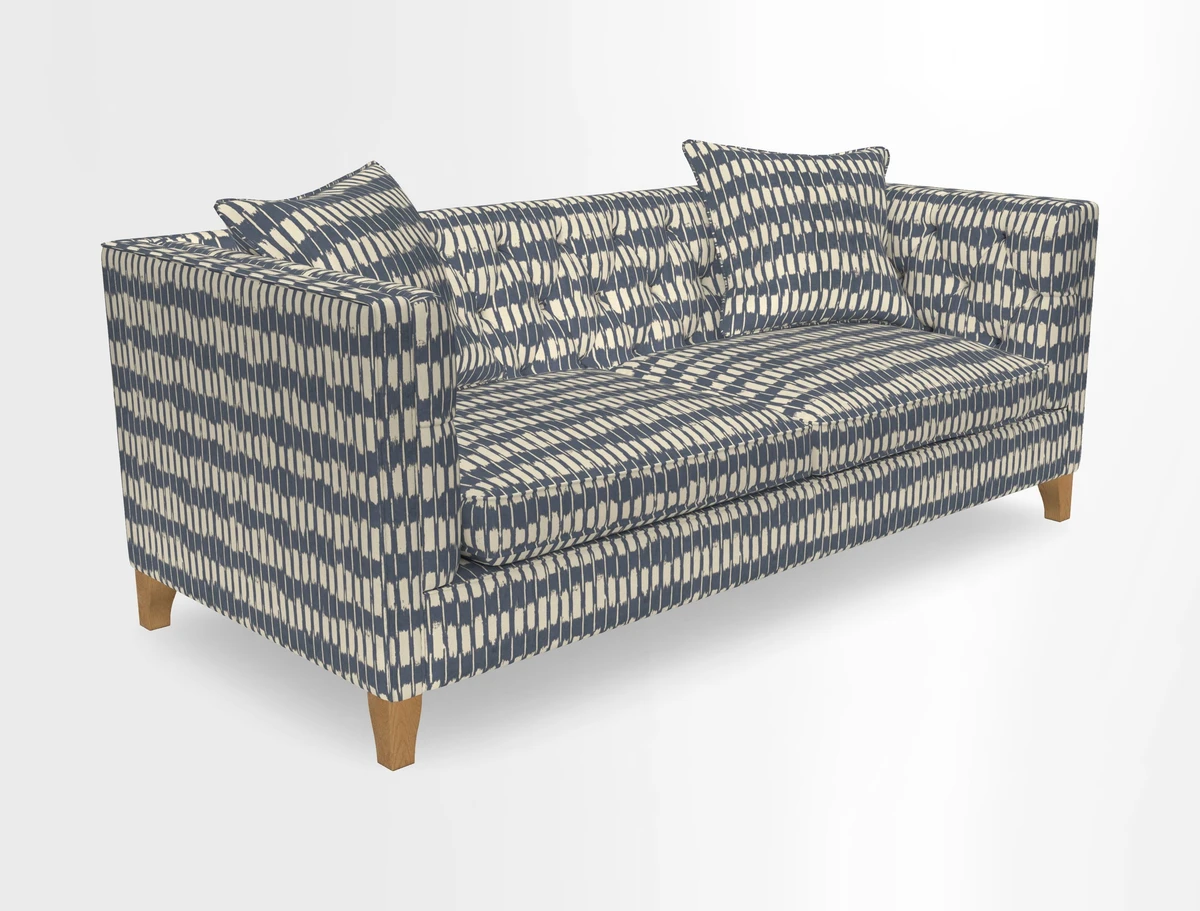 Haresfield 3 seater sofa in Whernside Spring Grass and Stockport Stripe Hunter 