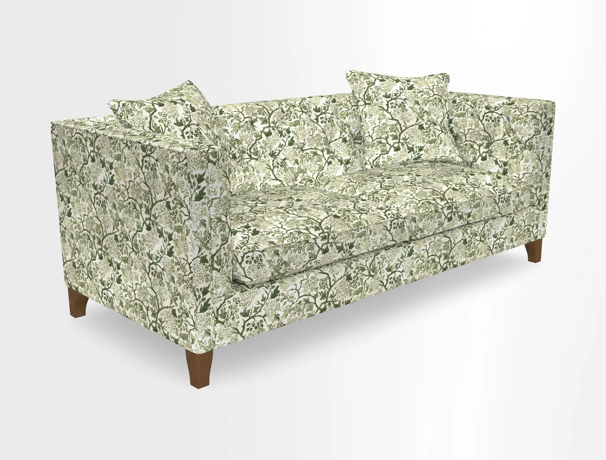 Haresfield 3 seater sofa in Whernside Spring Grass and Stockport Stripe Hunter 