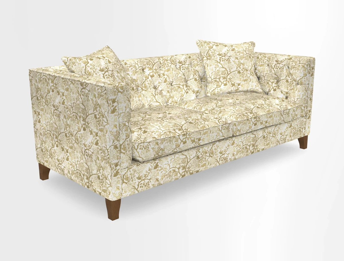 Haresfield 3 seater sofa in Whernside Spring Grass and Stockport Stripe Hunter 