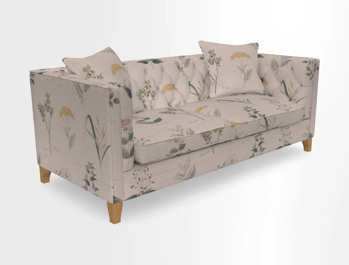 Haresfield 3 seater sofa in Whernside Spring Grass and Stockport Stripe Hunter 