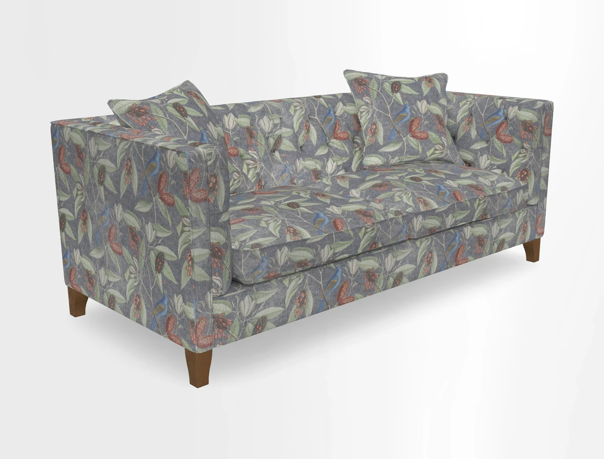 Haresfield 3 seater sofa in Whernside Spring Grass and Stockport Stripe Hunter 