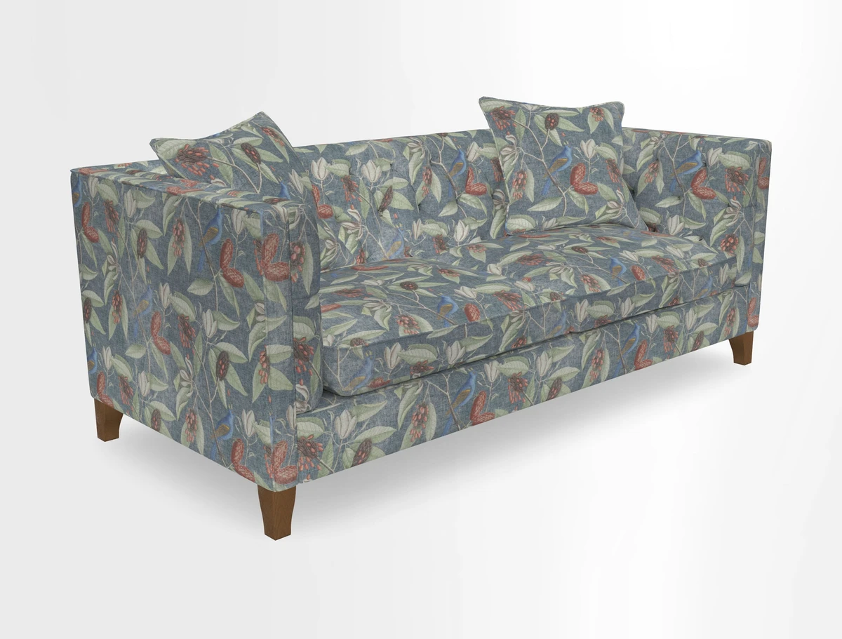 Haresfield 3 seater sofa in Whernside Spring Grass and Stockport Stripe Hunter 