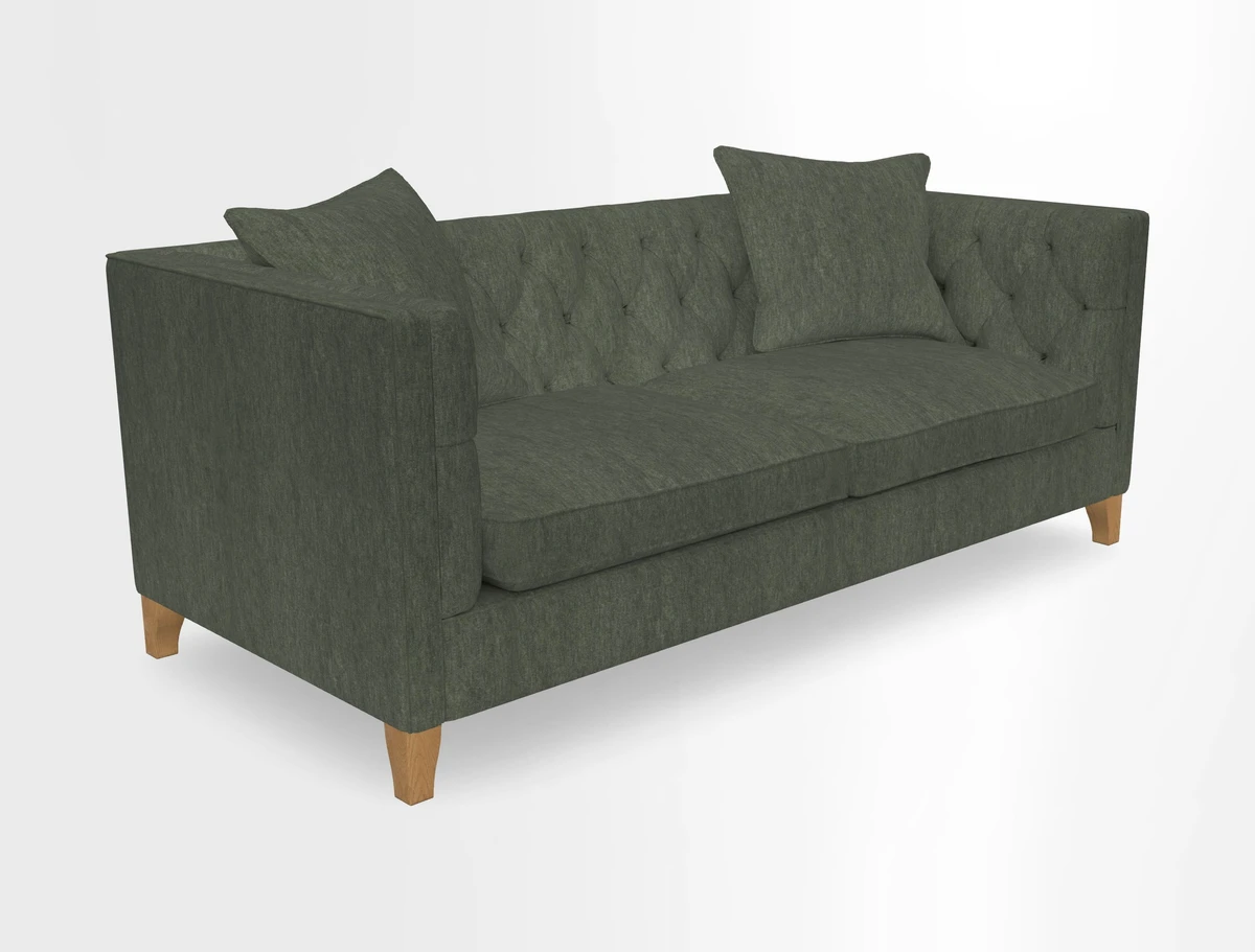 Haresfield 3 seater sofa in Whernside Spring Grass and Stockport Stripe Hunter 