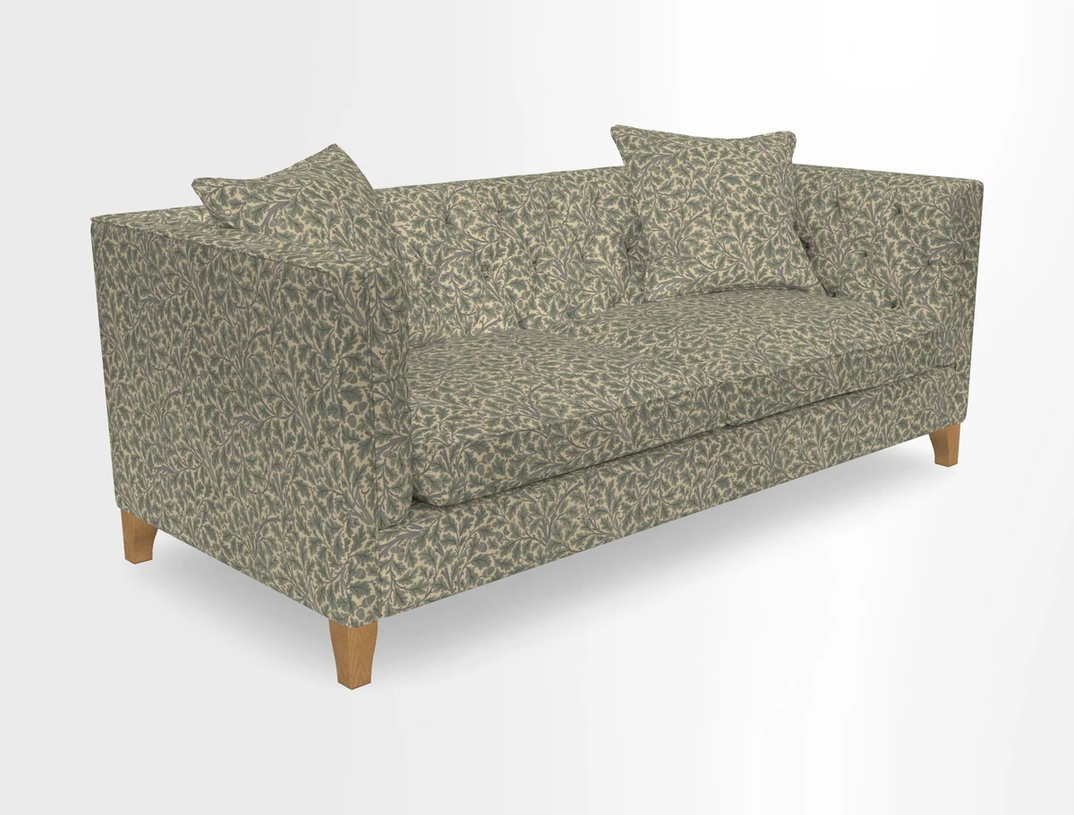 Haresfield 3 seater sofa in Whernside Spring Grass and Stockport Stripe Hunter 