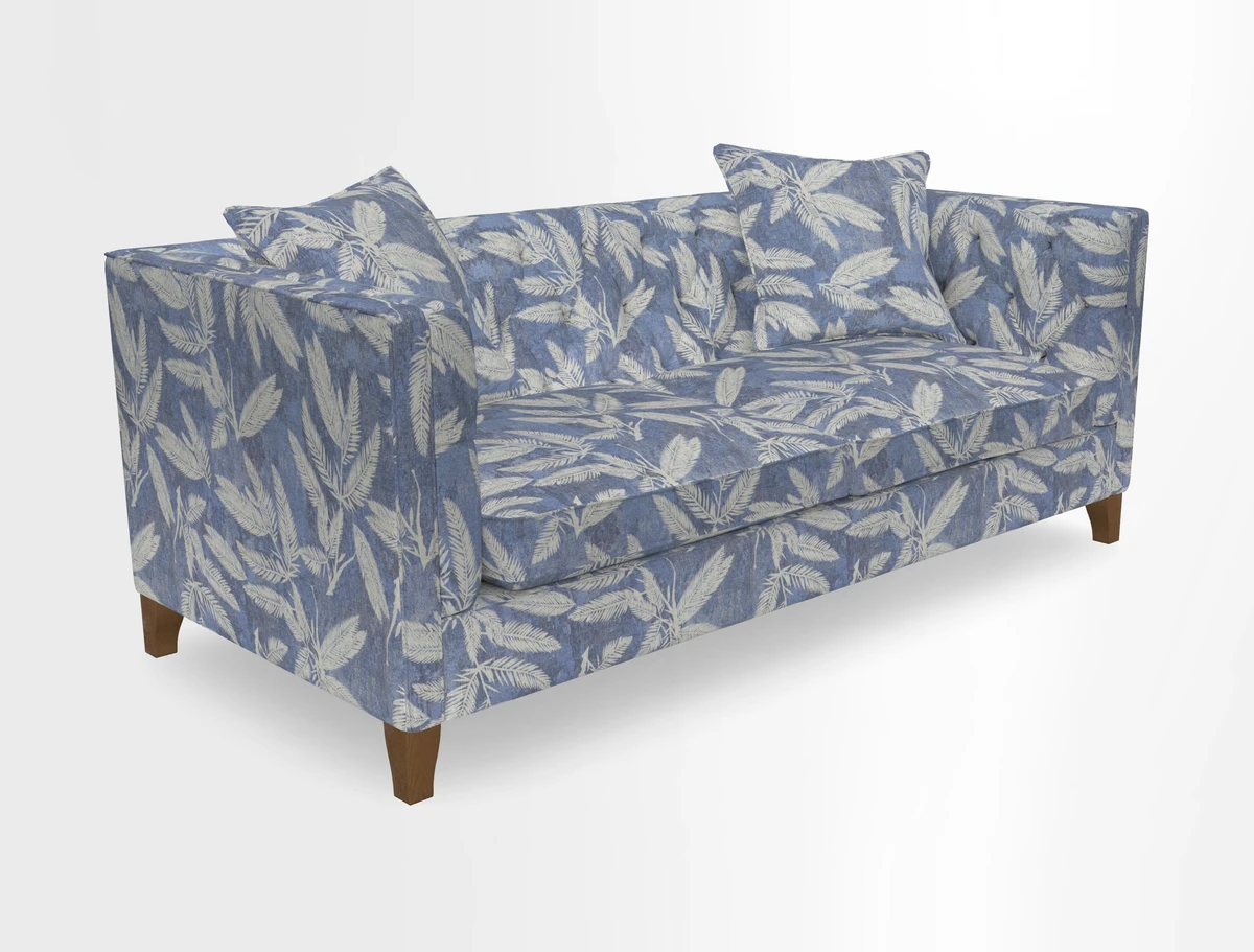 Haresfield 3 seater sofa in Whernside Spring Grass and Stockport Stripe Hunter 