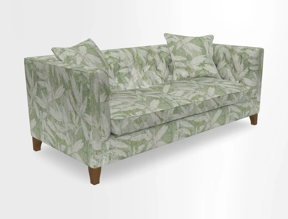 Haresfield 3 seater sofa in Whernside Spring Grass and Stockport Stripe Hunter 