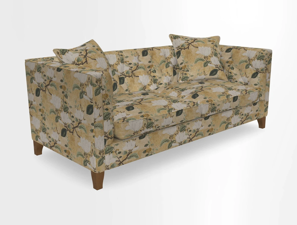 Haresfield 3 seater sofa in Whernside Spring Grass and Stockport Stripe Hunter 