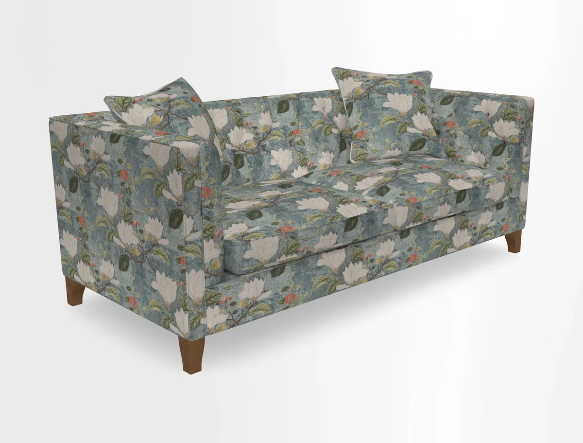 Haresfield 3 seater sofa in Whernside Spring Grass and Stockport Stripe Hunter 