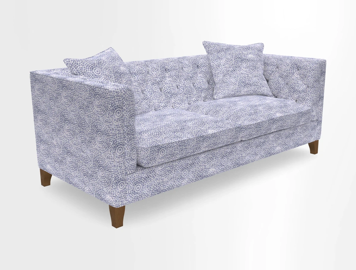 Haresfield 3 seater sofa in Whernside Spring Grass and Stockport Stripe Hunter 