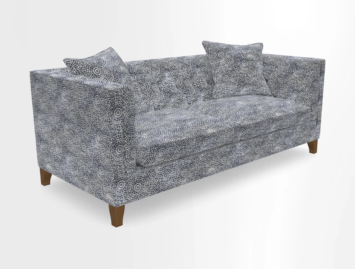 Haresfield 3 seater sofa in Whernside Spring Grass and Stockport Stripe Hunter 
