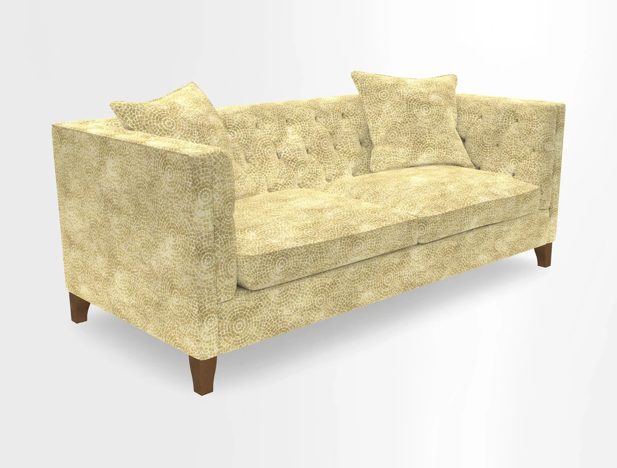 Haresfield 3 seater sofa in Whernside Spring Grass and Stockport Stripe Hunter 