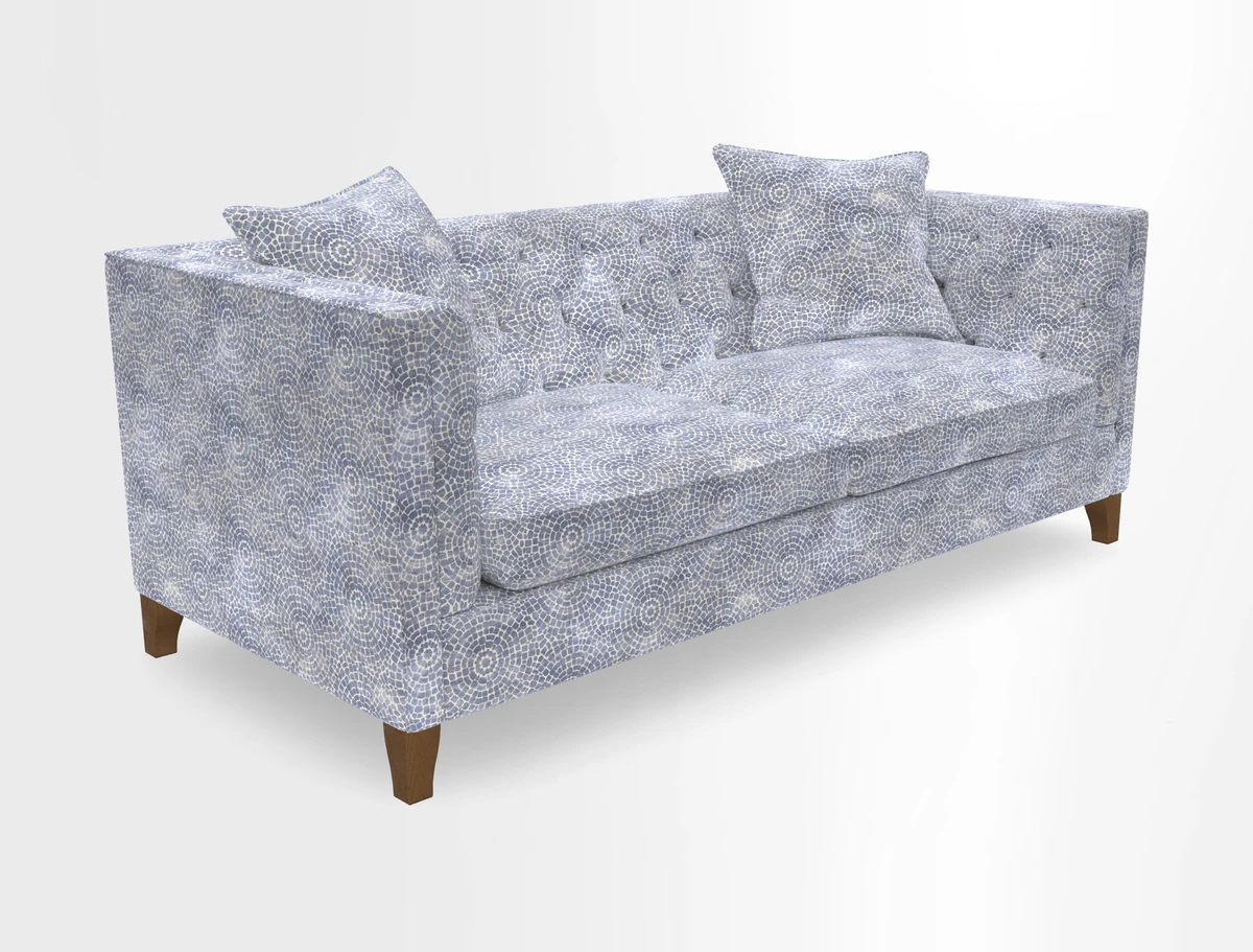 Haresfield 3 seater sofa in Whernside Spring Grass and Stockport Stripe Hunter 