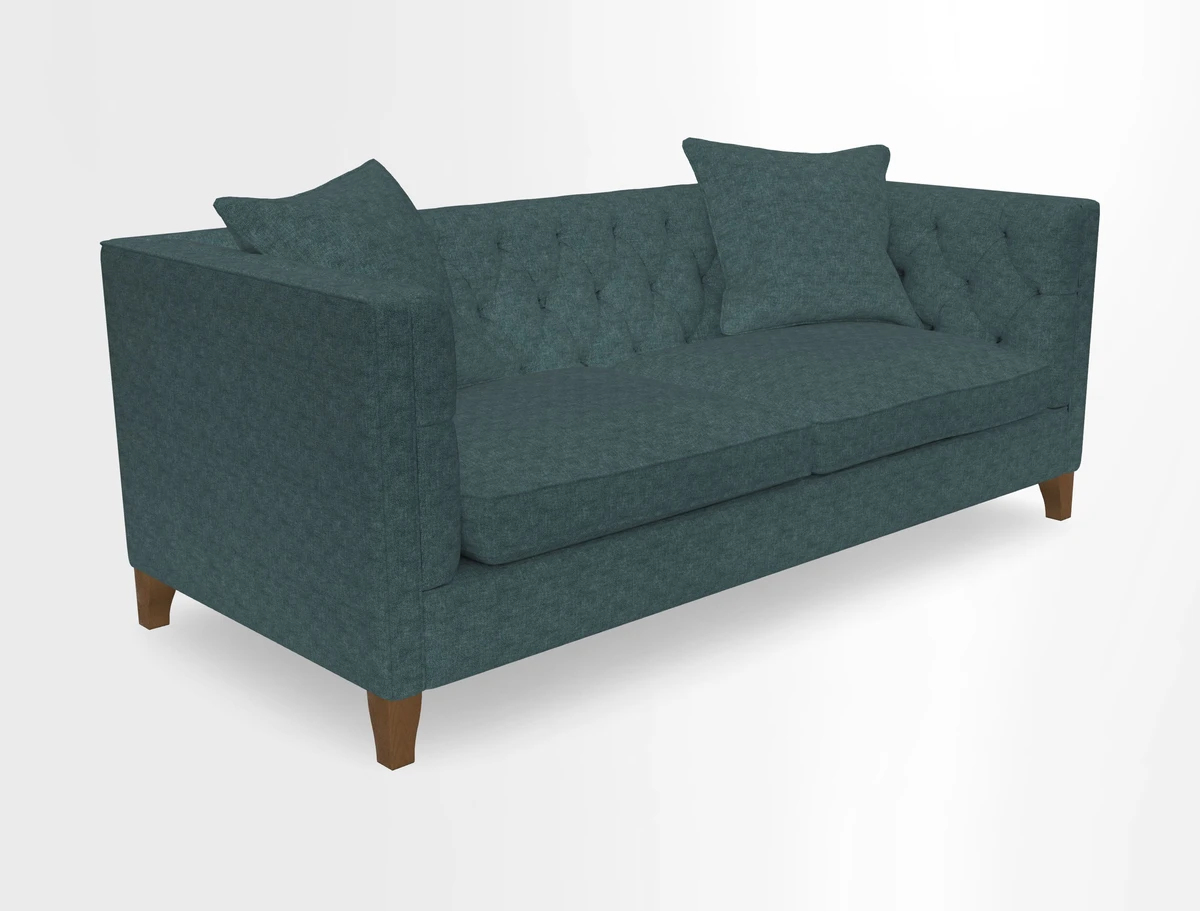 Haresfield 3 seater sofa in Whernside Spring Grass and Stockport Stripe Hunter 