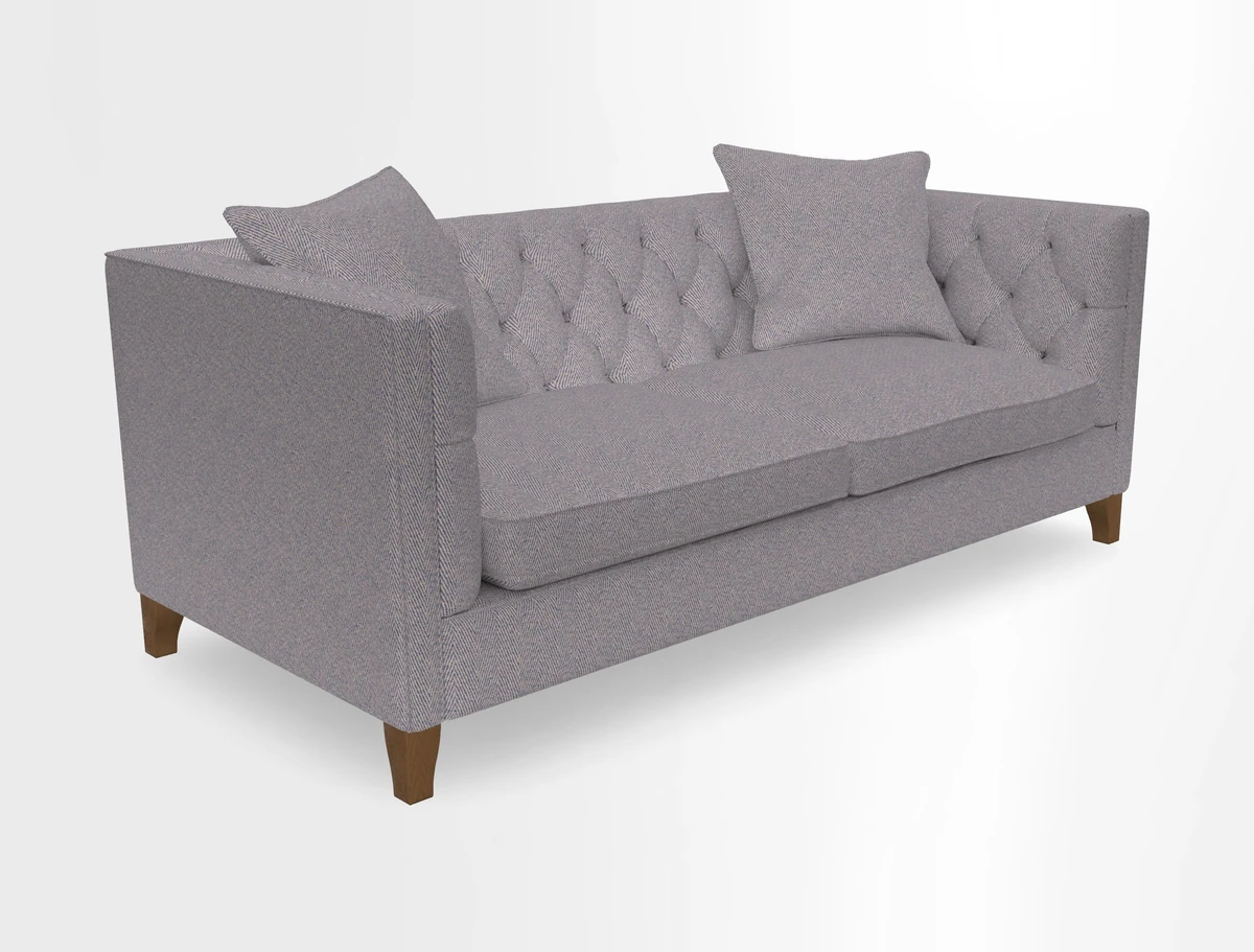 Haresfield 3 seater sofa in Whernside Spring Grass and Stockport Stripe Hunter 