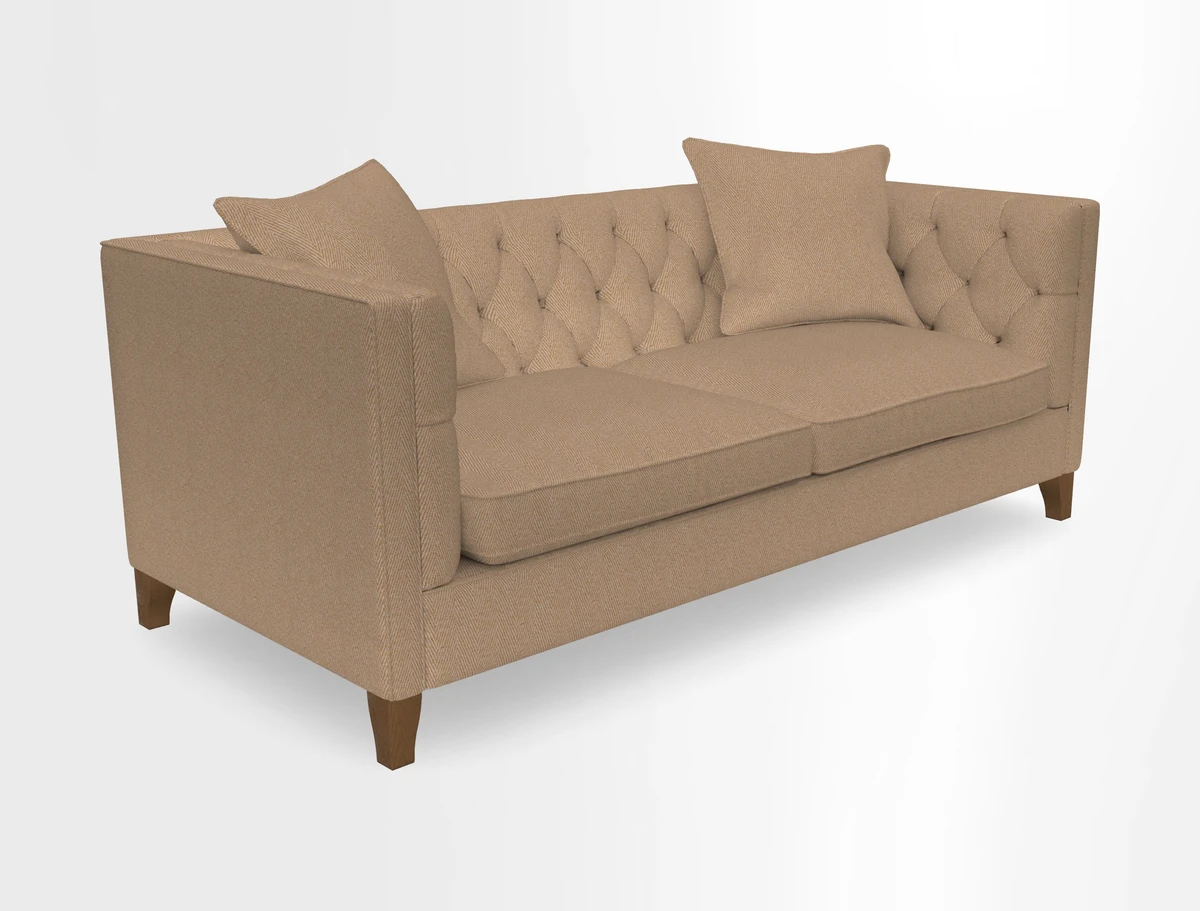 Haresfield 3 seater sofa in Whernside Spring Grass and Stockport Stripe Hunter 