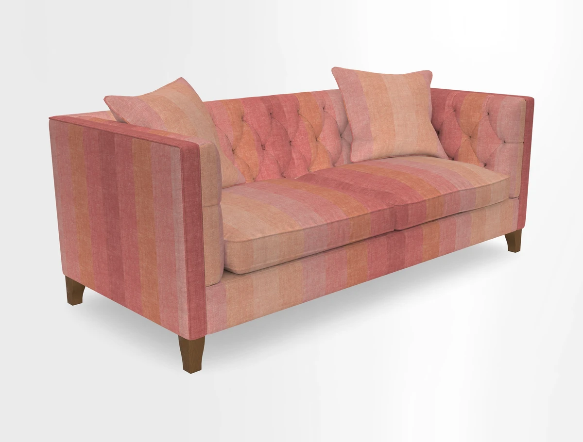 Haresfield 3 seater sofa in Whernside Spring Grass and Stockport Stripe Hunter 