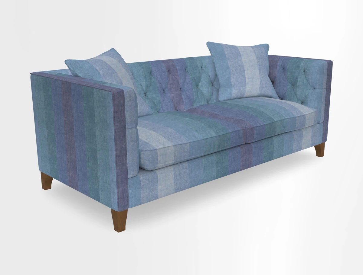 Haresfield 3 seater sofa in Whernside Spring Grass and Stockport Stripe Hunter 