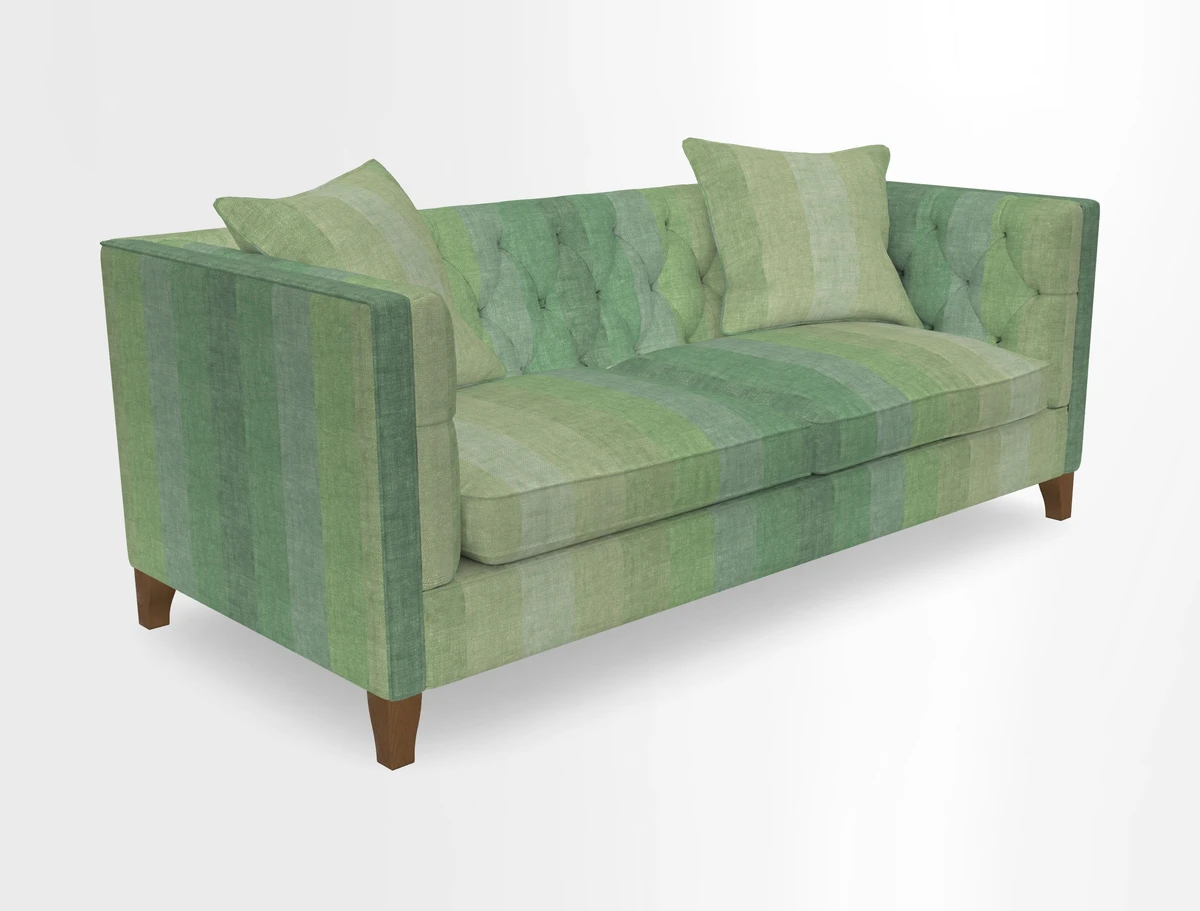 Haresfield 3 seater sofa in Whernside Spring Grass and Stockport Stripe Hunter 
