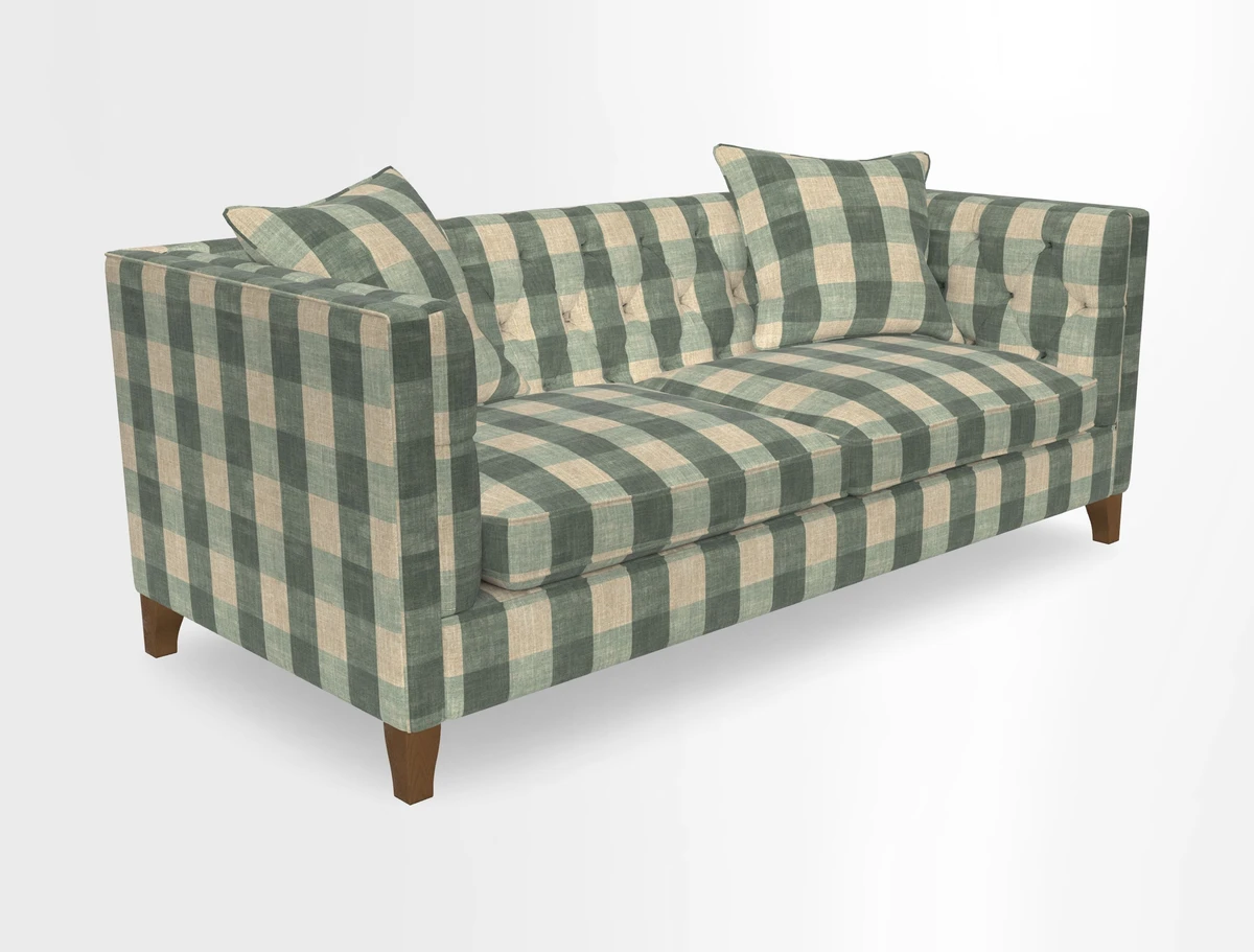 Haresfield 3 seater sofa in Whernside Spring Grass and Stockport Stripe Hunter 