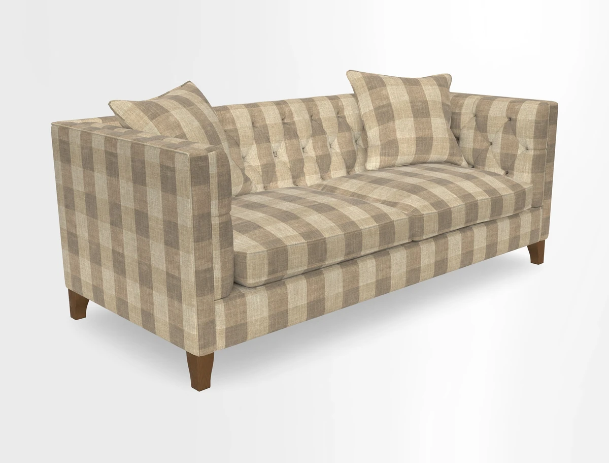Haresfield 3 seater sofa in Whernside Spring Grass and Stockport Stripe Hunter 