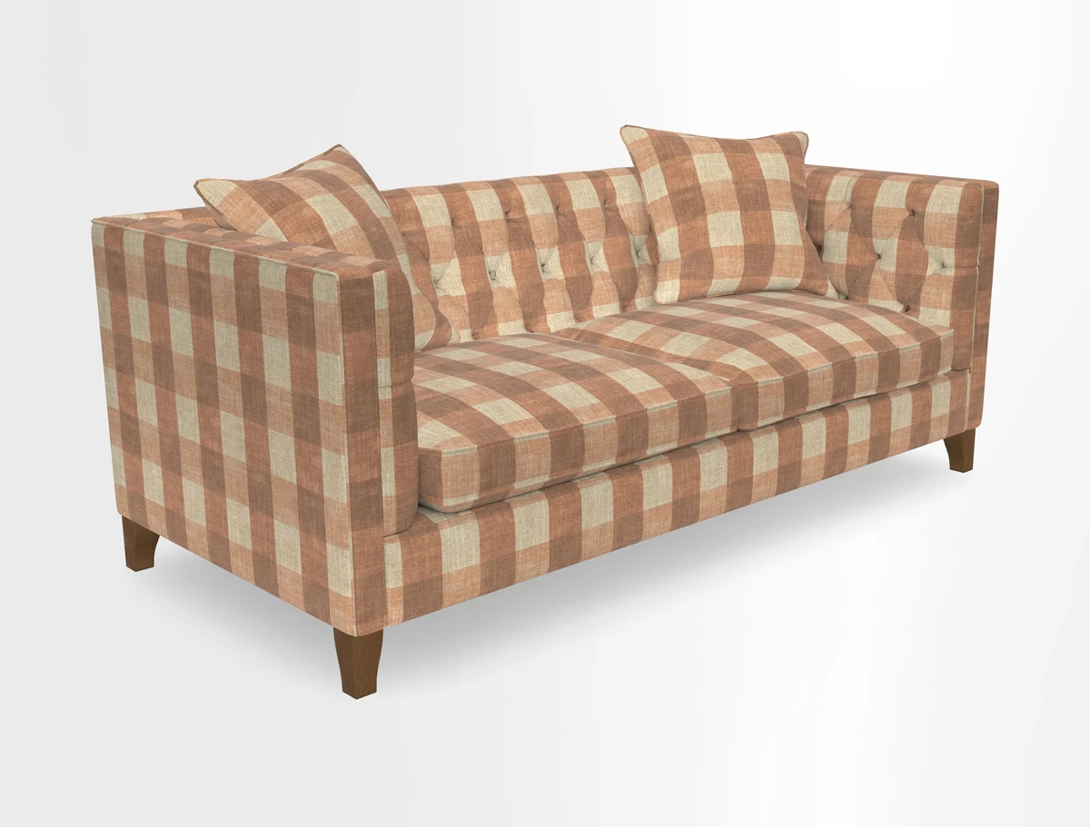 Haresfield 3 seater sofa in Whernside Spring Grass and Stockport Stripe Hunter 