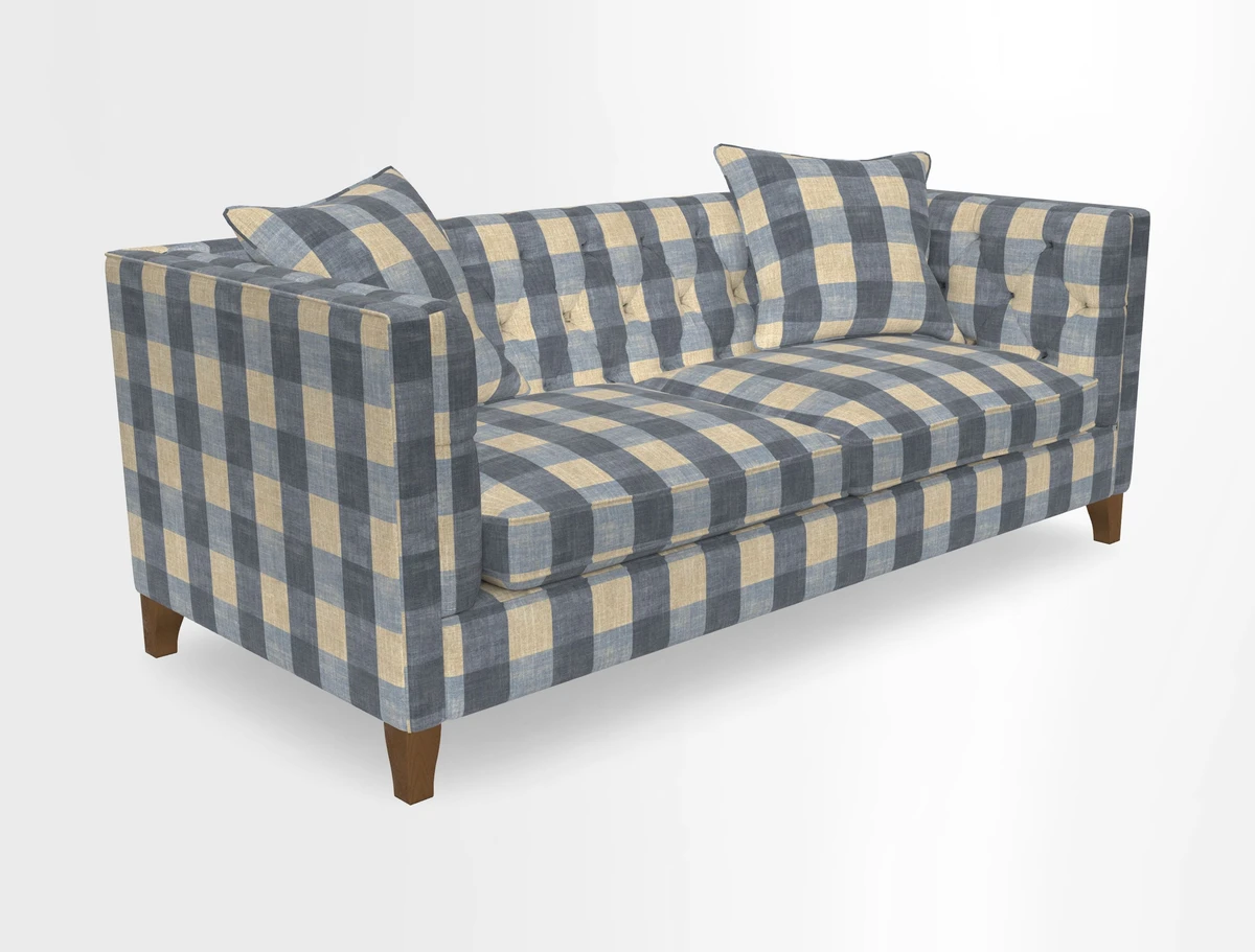 Haresfield 3 seater sofa in Whernside Spring Grass and Stockport Stripe Hunter 