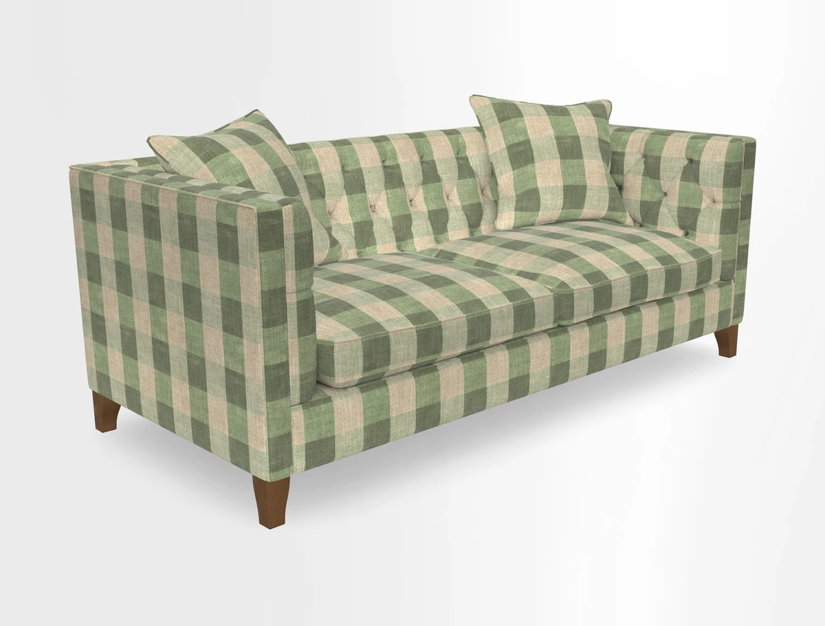 Haresfield 3 seater sofa in Whernside Spring Grass and Stockport Stripe Hunter 