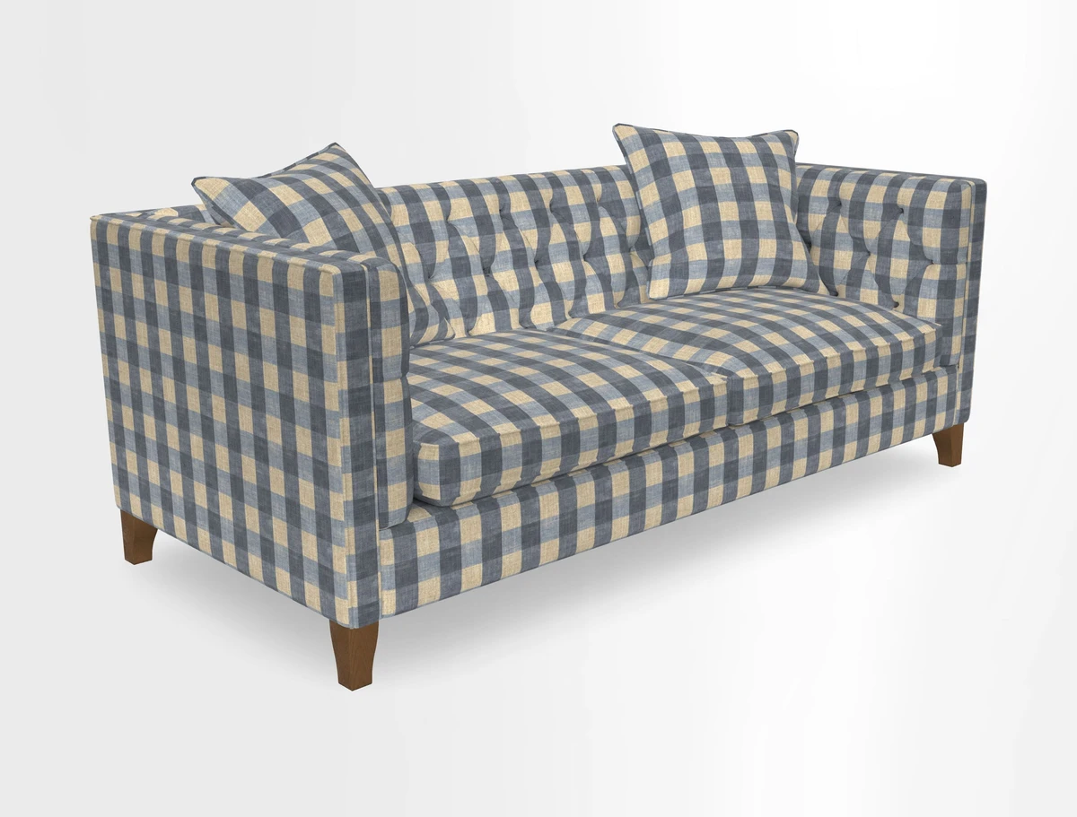 Haresfield 3 seater sofa in Whernside Spring Grass and Stockport Stripe Hunter 