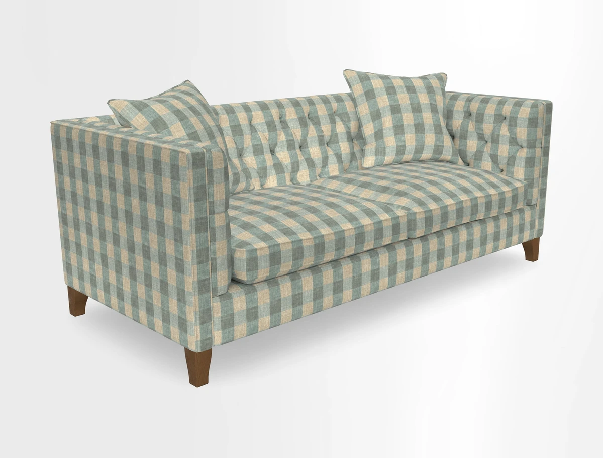Haresfield 3 seater sofa in Whernside Spring Grass and Stockport Stripe Hunter 