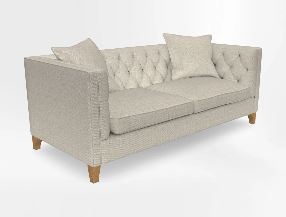 Haresfield 3 seater sofa in Whernside Spring Grass and Stockport Stripe Hunter 