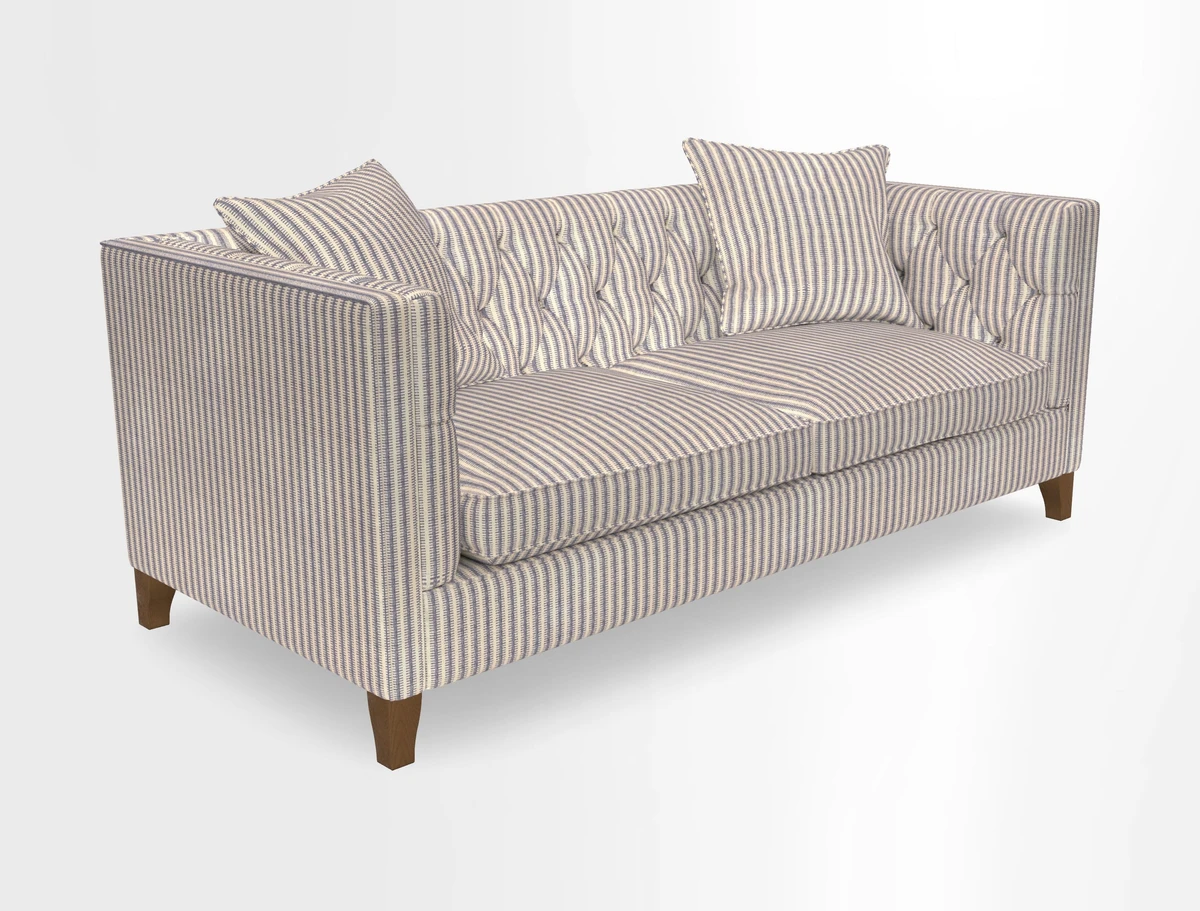 Haresfield 3 seater sofa in Whernside Spring Grass and Stockport Stripe Hunter 