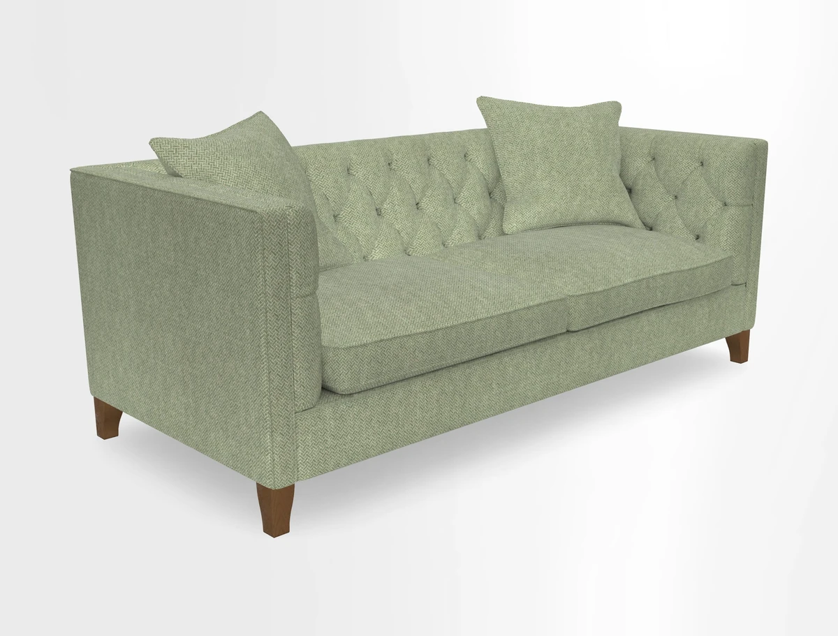 Haresfield 3 seater sofa in Whernside Spring Grass and Stockport Stripe Hunter 