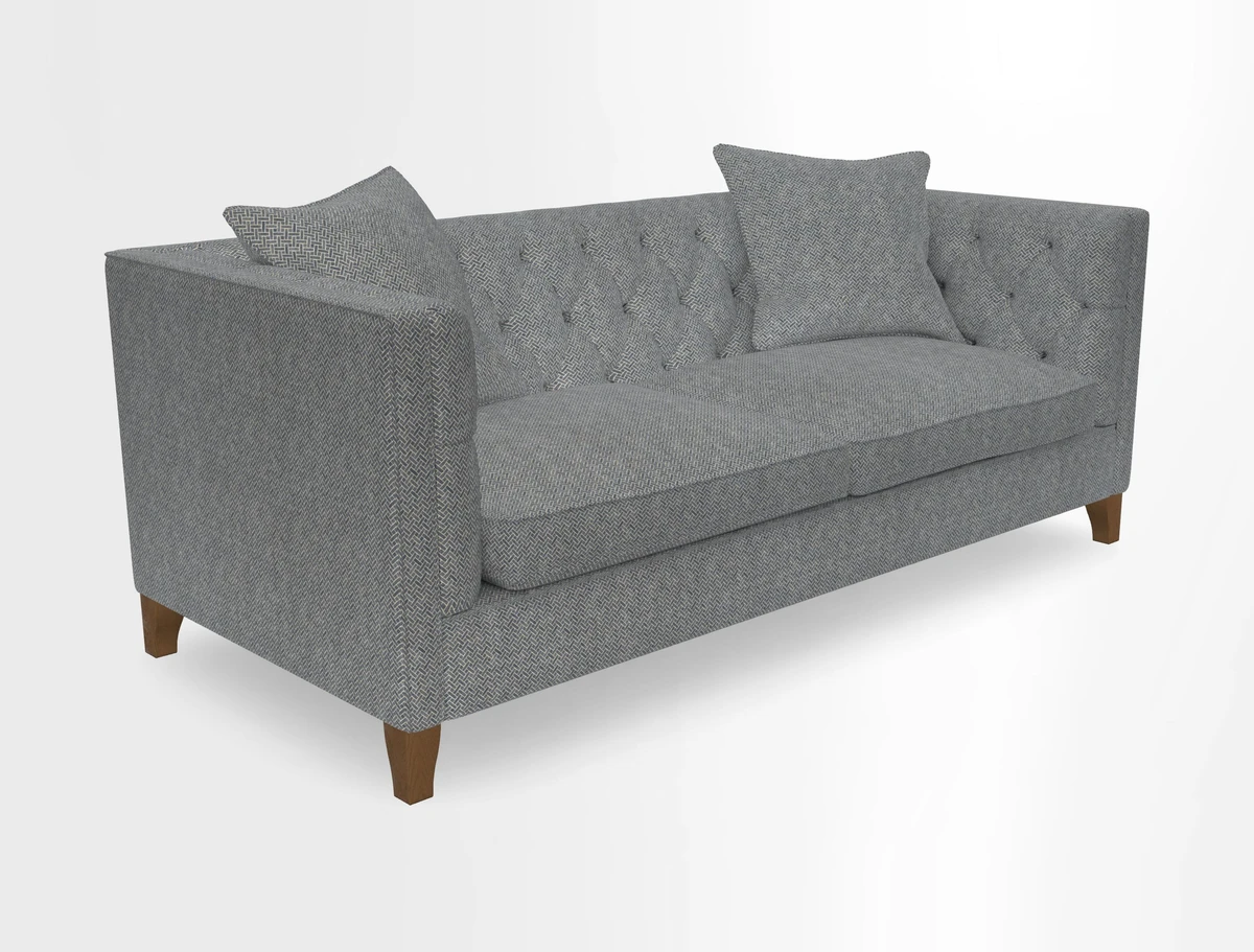 Haresfield 3 seater sofa in Whernside Spring Grass and Stockport Stripe Hunter 