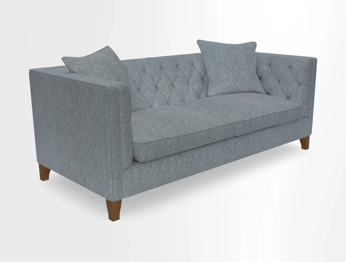 Haresfield 3 seater sofa in Whernside Spring Grass and Stockport Stripe Hunter 