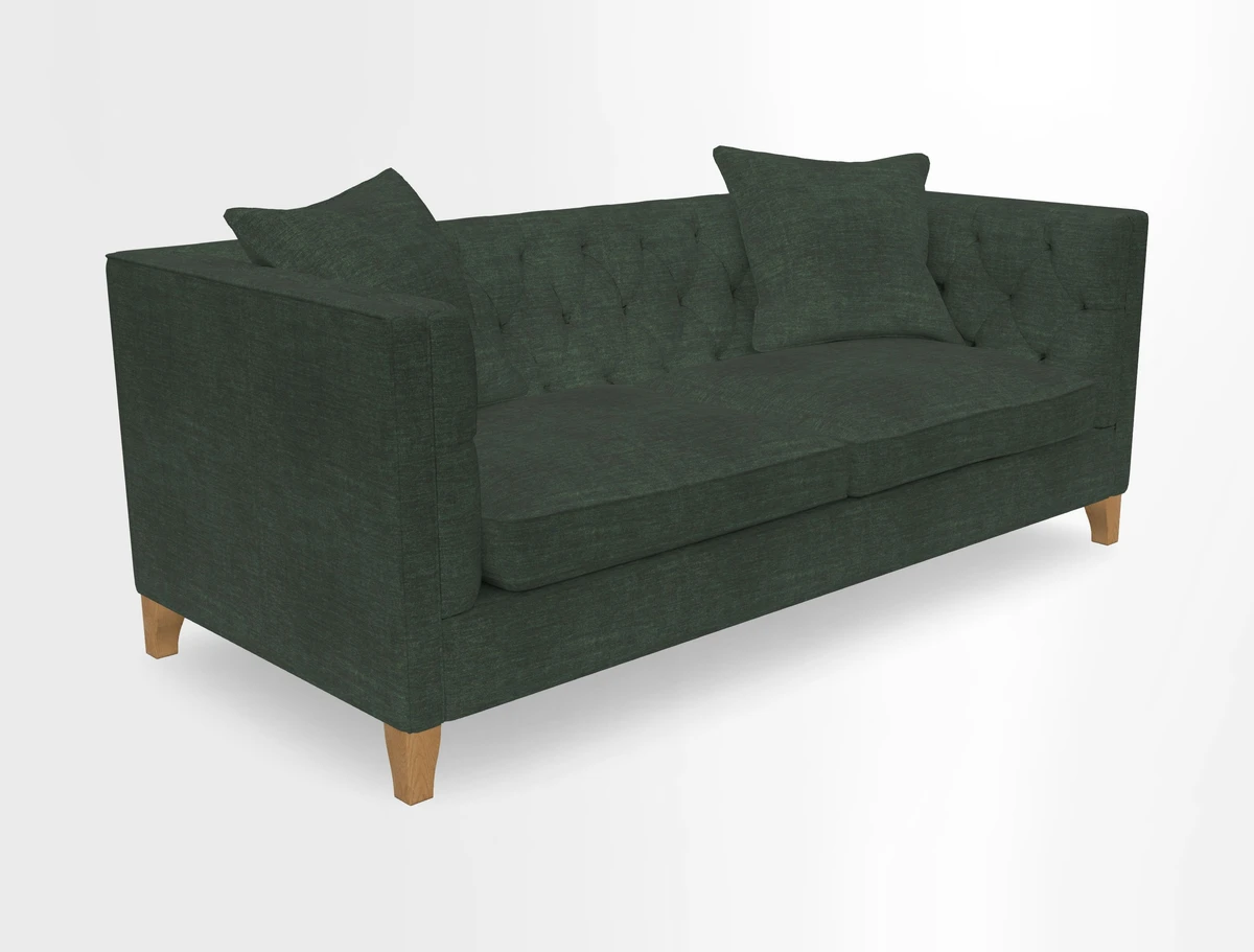 Haresfield 3 seater sofa in Whernside Spring Grass and Stockport Stripe Hunter 