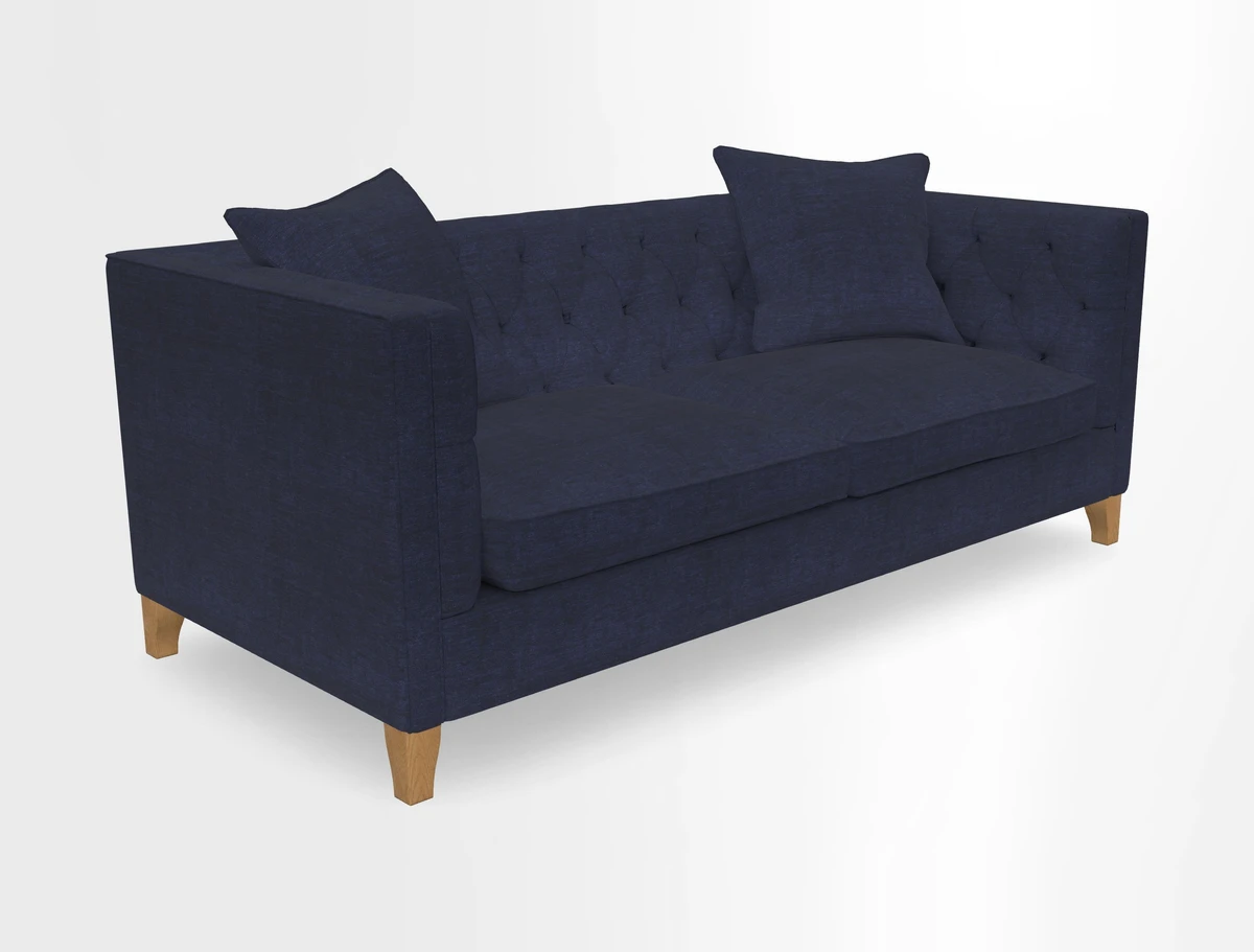 Haresfield 3 seater sofa in Whernside Spring Grass and Stockport Stripe Hunter 