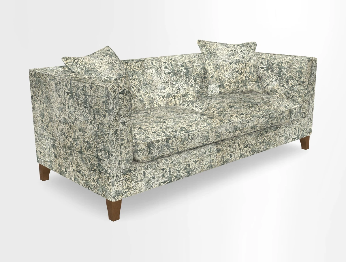 Haresfield 3 seater sofa in Whernside Spring Grass and Stockport Stripe Hunter 