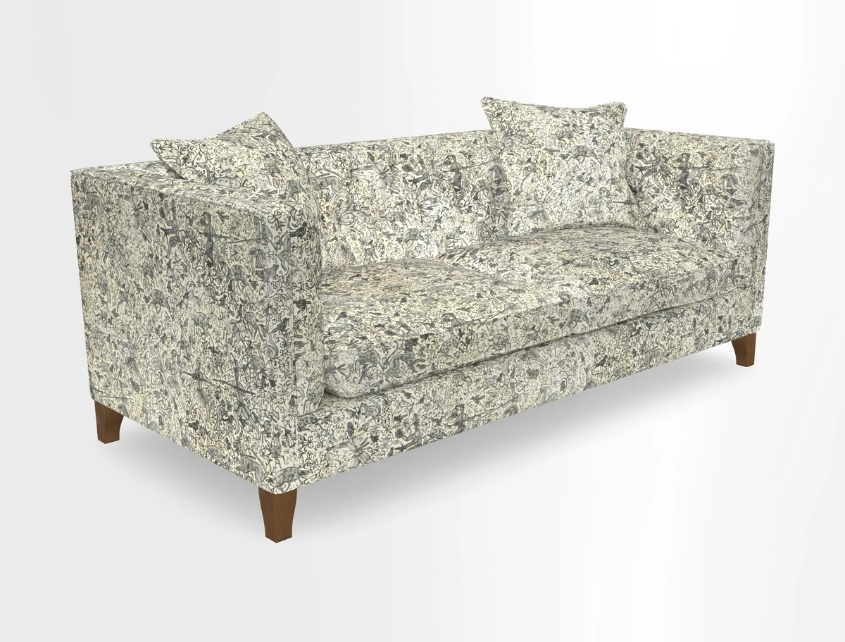 Haresfield 3 seater sofa in Whernside Spring Grass and Stockport Stripe Hunter 
