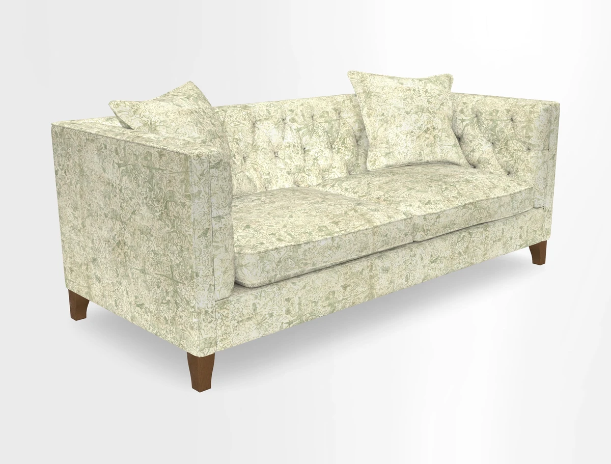 Haresfield 3 seater sofa in Whernside Spring Grass and Stockport Stripe Hunter 