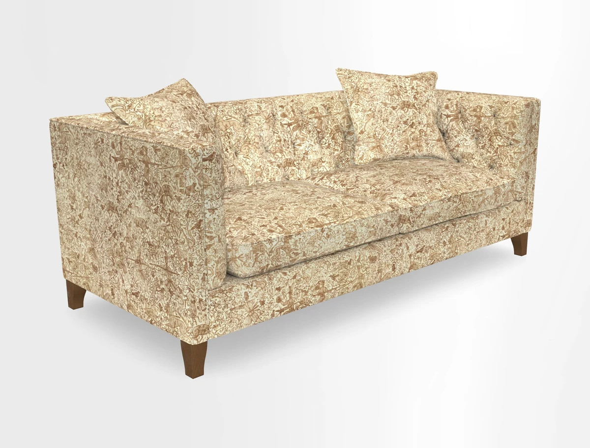 Haresfield 3 seater sofa in Whernside Spring Grass and Stockport Stripe Hunter 