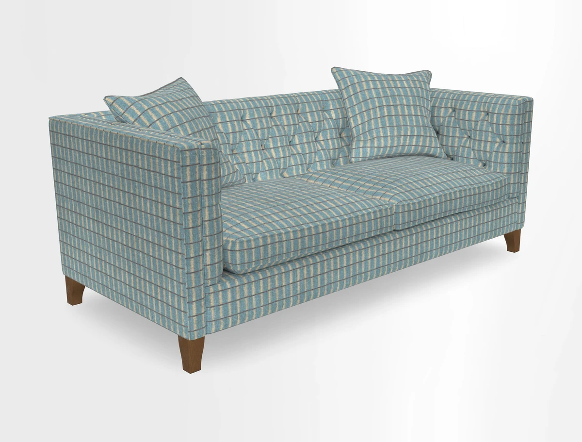 Haresfield 3 seater sofa in Whernside Spring Grass and Stockport Stripe Hunter 