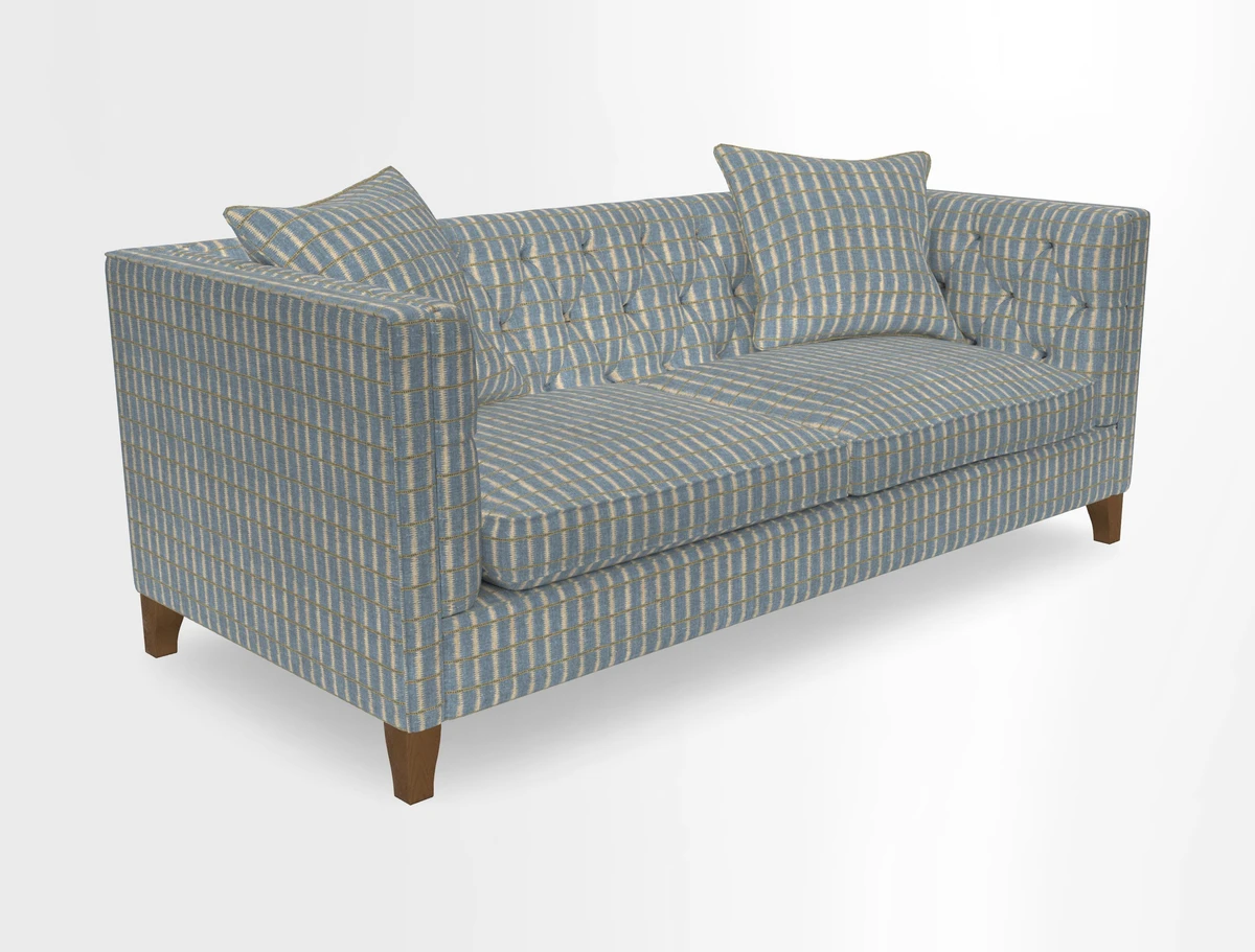 Haresfield 3 seater sofa in Whernside Spring Grass and Stockport Stripe Hunter 