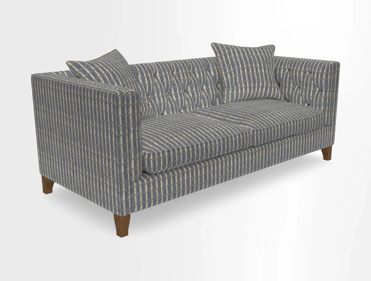 Haresfield 3 seater sofa in Whernside Spring Grass and Stockport Stripe Hunter 