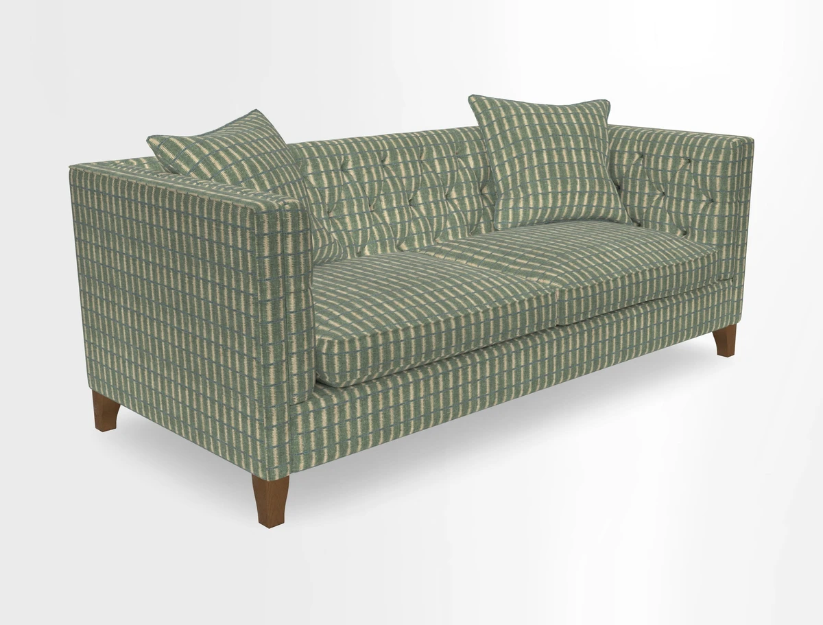 Haresfield 3 seater sofa in Whernside Spring Grass and Stockport Stripe Hunter 