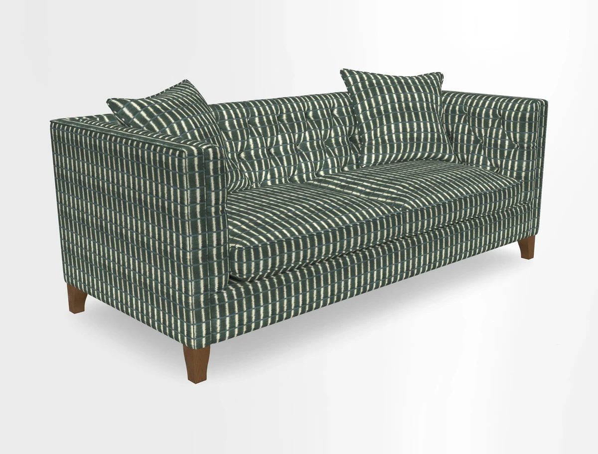 Haresfield 3 seater sofa in Whernside Spring Grass and Stockport Stripe Hunter 